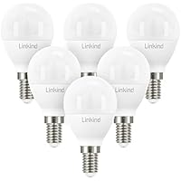 Linkind Bombilla LED E14, Luz Cálida 3000K 806lm, 7.5W Equivalente a 60W, Bombillas Esféricas P45 con Casquillo Fino, CA 220 – 240V, No regulable, Certificación CE/RoHS/ErP, Paquete de 6…