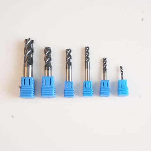 Image of 6Pcs Carbide End Mill Set 1 /8 inch 3 /16 inch 1 /4 inch 5 /16 inch 3 /8 inch 1 /2 inch 4 Flute AlTiN Coated HRC 45-55 for Alloy Steels Hardened Steel Metal CNC Router Bits
