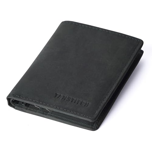 Image of TANSTITCH Slim Leather Wallet || Small,Compact, Minimalist & Thin Wallet || RFID Protected || Front Pocket Carry (Green)