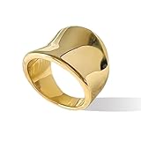 ONBRIG 14K Gold Rings for Women Chunky Gold Rings That Don't Tarnish Size 6-11 Gold Statement Rings for Women Gold Thick Rings for Women Men(9, Gold)