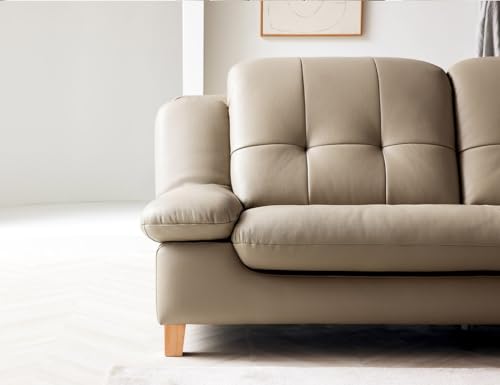 Image of Fabrique Lucida Leatherette Diligent 3 Seater Sofa Set with Puffy | Premium Luxuries Standard & Comfortable Furniture Perfect for Home Guests Office & Living Room, Bedroom, Hall | Taupe