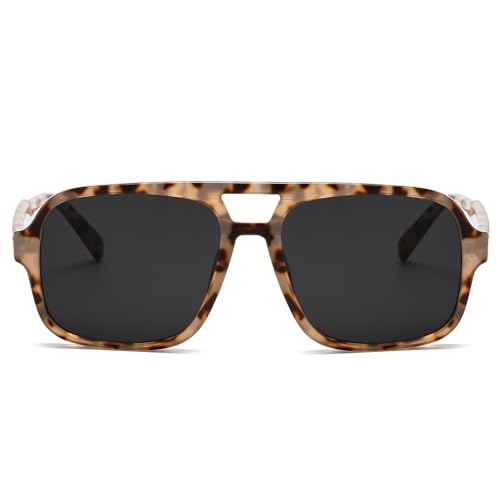 LASPOR Retro Square Aviator Sunglasses for Women Men Vintage Trendy Rectangle Sunglasses 70s Shades2