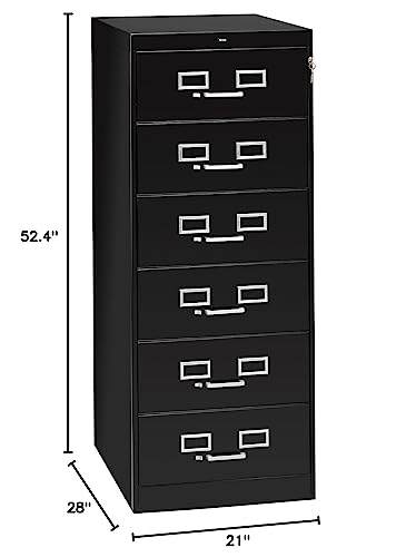 Tennsco CF-669 6 Drawer Card File, 21" Width x 52-51/128" Height x 28" Depth, Black