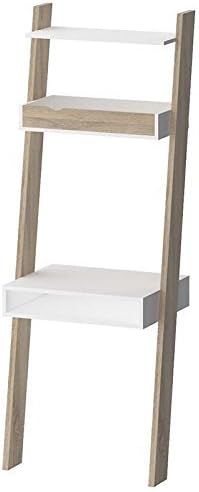 Tvilum Diana Leaning Bookcase Desk, White/Oak Structure