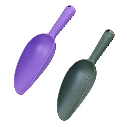 Plastic Garden Shovel Hand Trowel Tool Non-Slip Potting Soil Scoop Flowerpot Transplanting Digging Weeding Planting Cultivation 2 PCS