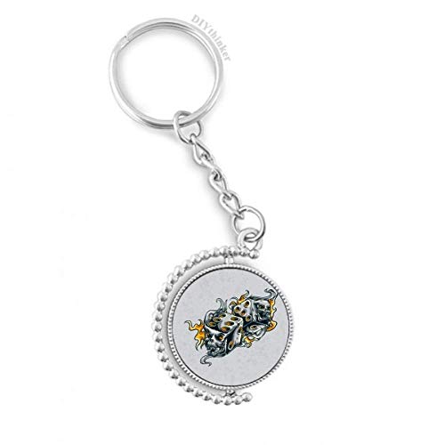 Porte-clés skull dice rotatif multicolore 1,2x3,5 pouces avec anneau en métal
