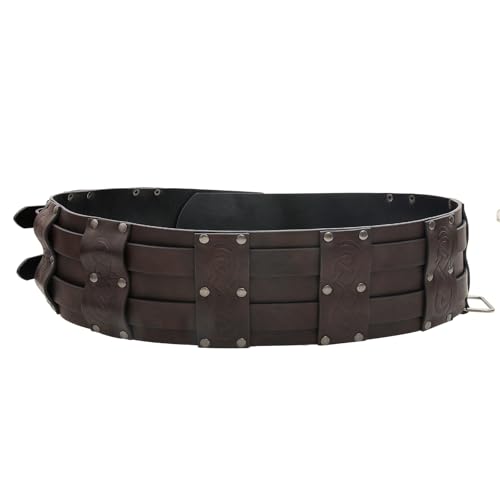 hokojix Middle Ages Waistband for Costume Parties Gatherings Cosplay Brown Belt Embossed Belt Brown Waistband