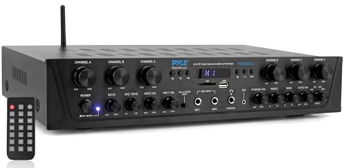 Pyle Wireless Home Audio Amplifier System - Bluetooth Compatible 6 Channel Stereo Receiver, 600W Max...