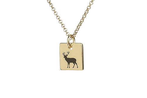 Collier pendentif cerf carré en or pour vos sorties de chasse