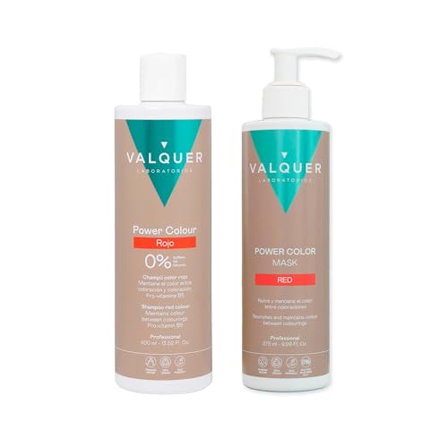 Valquer Pack Power Color Cabellos Teñidos Rojo: Champú 400 ml + Mascarilla 275 ml – Coloración Temporal