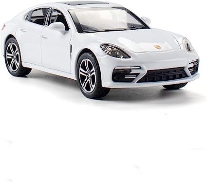 Image of 1:24 Porsche Panamera Diecast Metal Pullback Openable Doors Toy Cars with Flashing Light and Musical Sound for Gifts Toys for Kid (White)
