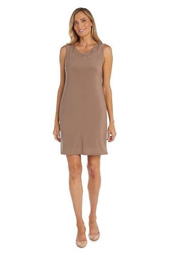 Image of R&M Richards Women's 2-Piece Knee Length Banded Hi-Lo Sequined Jacket Dress W /Detachable Necklace