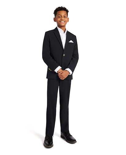 Tommy Hilfiger Boys' Flat-Front Dress Pant, Straight Leg Fit, Zip Fly & Belt Loops, Side & Back Pockets3