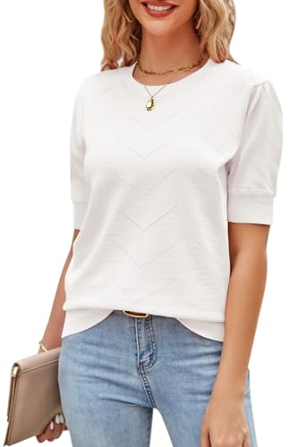 Image of Newshows Women's Sweater Short Sleeve Summer Fall Casual Business Shirts