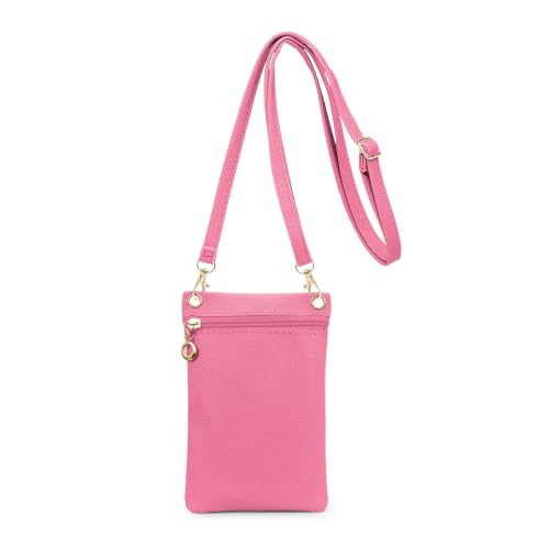 Energather Cell Phone Purse, PU Leather Phone Bag Cell Phone Wallet for Women and Girls, Crossbody Phone Purse for Shopping (bright pink)