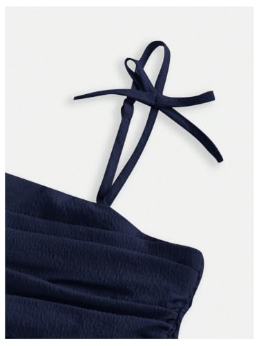 Image of SHENHE Girl's Smocked Ruched A Line Swing Dress Layered Tie Shoulder Flowy Cami Short Dress