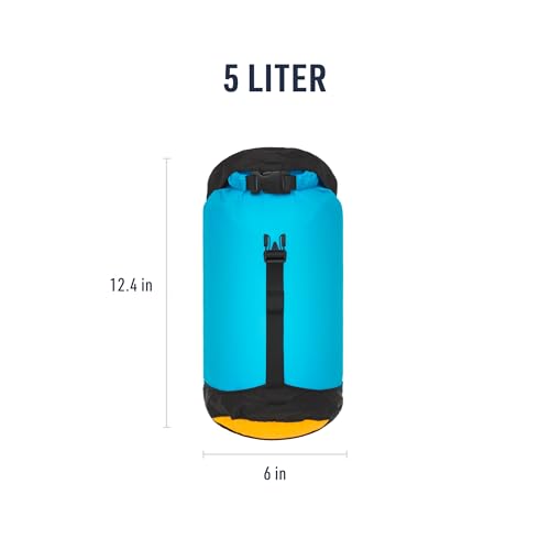 Image of Sea to Summit eVac Ultra-Lightweight Compression Dry Bag, Waterproof Dry Storage, 5 Liter, Atoll Blue