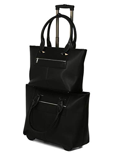 Preisvergleich Produktbild Damen Business Akten Trolley mit Handtasche 2er Set Schwarz Bowatex
