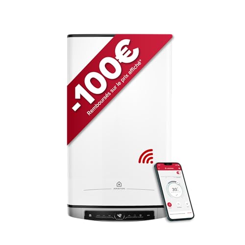 Ariston Velis Evo Dune Dry WiFi 45L Chauffe-Eau Plat Multiposition, Résistances DRY x2 Anti-Calcaire, 25% Économie d'Énergie, Certifié NF, Garantie Remplacement à Vie