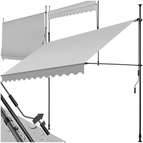 tectake® Klemmmarkise mit Handkurbel, Balkon Markise ohne Bohren, Markise höhenverstellbar, UV-beständig, wasserabweisend, Terrassenüberdachung, Sonnenschutz Terrasse & Balkon, Breite 300 cm -hellgrau tectake® Klemmmarkise mit Handkurbel, Balkon Markise ohne Bohren, Markise höhenverstellbar, UV-beständig, wasserabweisend, Terrassenüberdachung, Sonnenschutz Terrasse & Balkon, Breite 300 cm -hellgrau