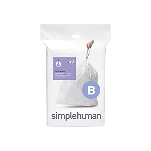 Image of simplehuman Code B Custom Fit Drawstring Trash Bags in Dispenser Packs, 30 Count, 6 Liter / 1.6 Gallon, White