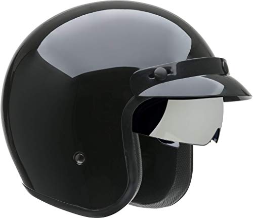 Vega Helmets X390 Retro Open Face Motorcycle Helmet w/Sunshield Unisex-Adult powersports (Gloss Black, Large)
