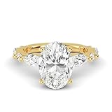 Houston Diamond District 1-5 Carat (ctw) Yellow Gold Radiant Cut LAB GROWN Diamond Side Stone Engagement Ring (Color E-F, Clarity VS2-SI1) Oval Shape 1 Carat Size: 6