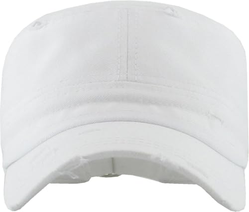 Image of Vintage Distressed Cadet Army Cap Basic Everyday Military Style Hat