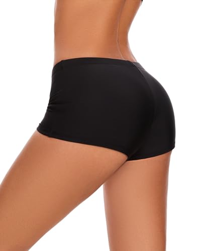 Bikini Bottom for Women, Womens Swim Shorts, Bathing Suit Bottoms for Women, Black Tankini Bottoms Full Coverage3