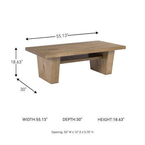 Signature Design by Ashley Kristiland Classic Cocktail Table with 1 Lower Shelf, Light Brown by Signature Design by Ashley - Image 4
