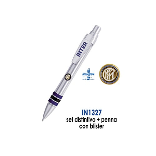 Giemme articoli promozionali - Penna E Distintivo Stemma Inter Prodotto Ufficiale Idea Regalo Calcio Neroazzurr