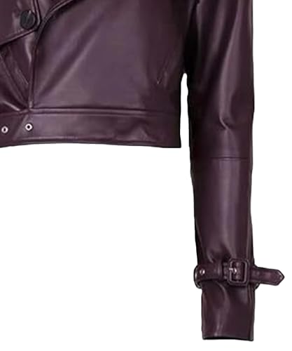 Women's Black Top Short Outdoor Fashion Cropped Real Leather Jacket - Motorcycle Jacket for Women4