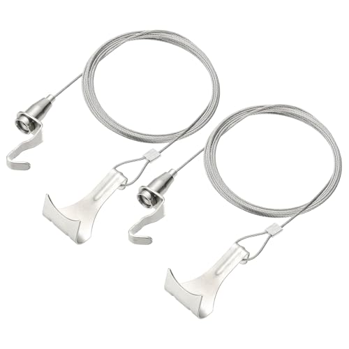 Image of uxcell 2Pcs Picture Hanging Wire Kit, 3 m x 1.5 mm Heavy Duty Picture Hangers Adjustable Wire Rope with S-Hooks and Loop, Load 35kg /77.1 lbs for Hanging Mirrors Light Lamp Artwork