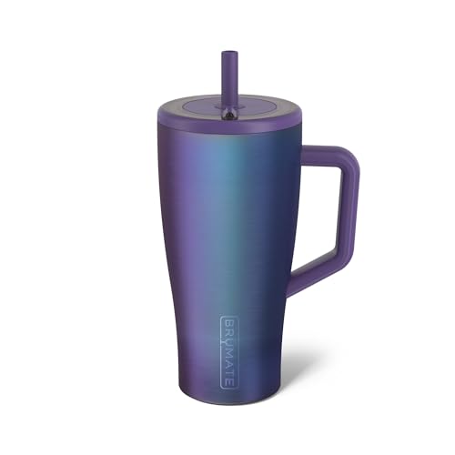 Image of BruMate Era 30 oz Tumbler with Handle and Straw | 100% Leakproof Insulated Water Bottle Tumbler with Lid and Flexible SoftSip Straw | Made of Stainless Steel | Cup Holder Friendly | 30oz (Dark Aura)