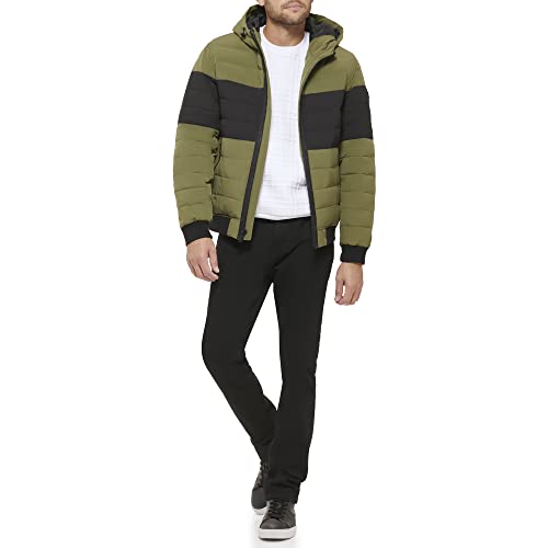 Image of DKNY Men's Quilted Performance Hooded Bomber Jacket