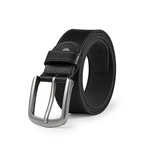 BELTER Ceinture Homme en Véritable Cuir Ceinturon Hommes Pour Jean- Boucle à Ardillon Classique Coffret Cadeau (130cm, Noir)