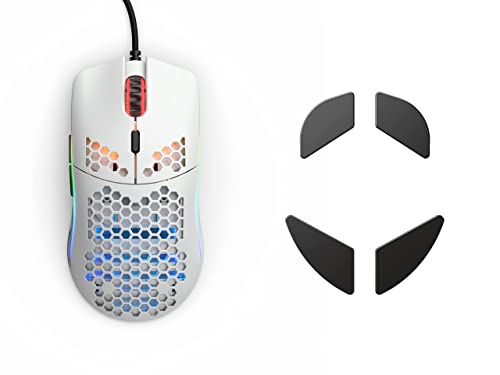 (Mouse + Ceramic Feet) Glorious Model O Gaming Mouse, Matte White + Glorious G-Floats Polished Ceramic Mouse Feet for O/O- Mouse (Bundle)
