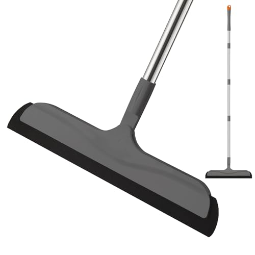 Mitclear Balai Raclette Sol avec Manche Télescopique(126cm), Mousse Balai pour Nettoyage de l'eau, Brosse de Sol de Douche, Salle de Bain, Cuisine, Poils...