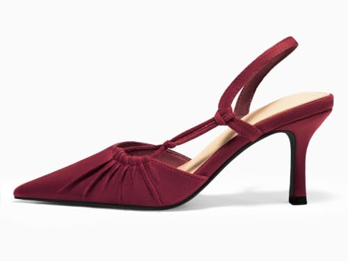 Image of Coutgo Womens Slingback Kitten Heels Closed Pointed Toe Pumps D'Orsay Wedding Party Dress Shoes