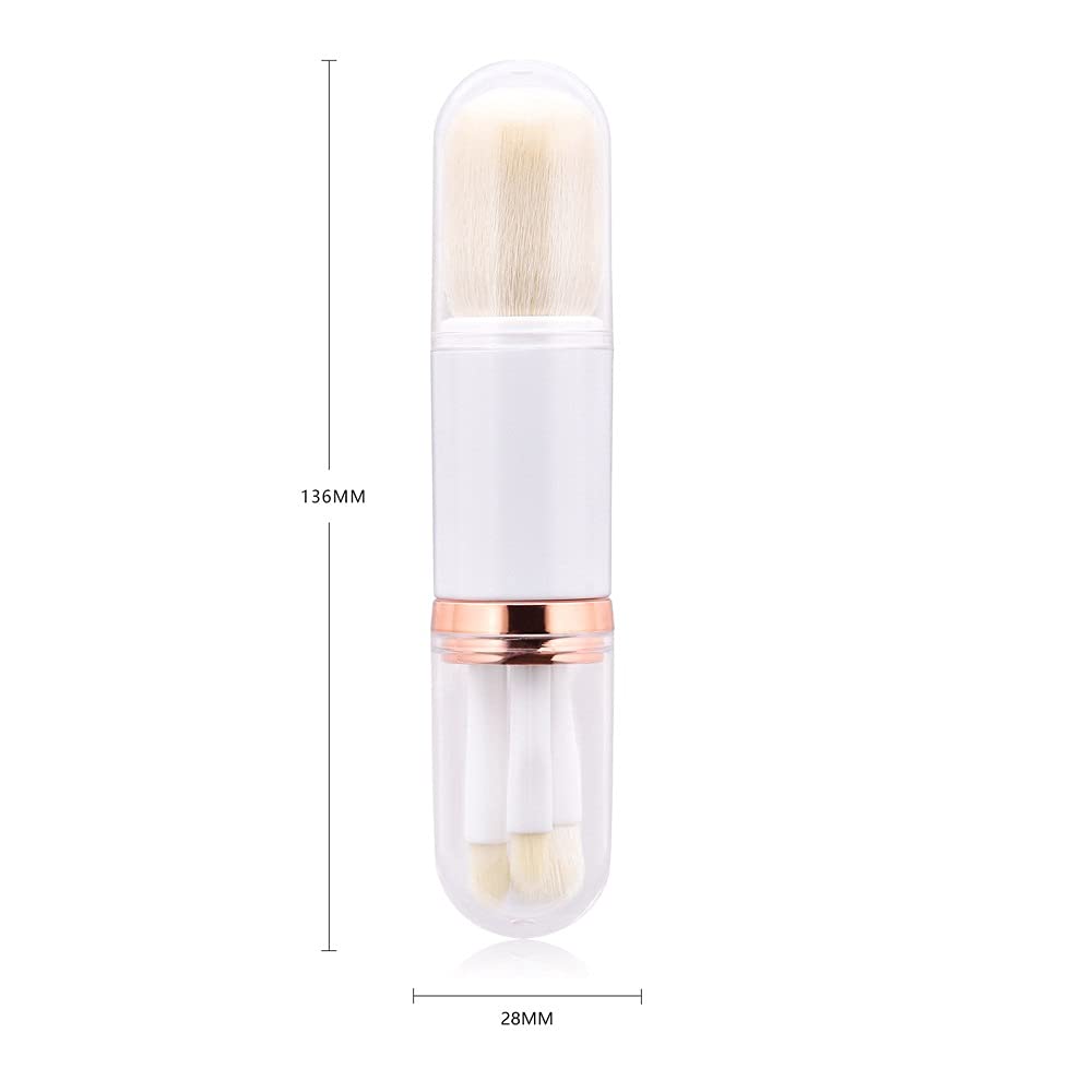 Paquete 4 en 1 de brochas de maquillaje sintéticas de primera calidad, brochas para polvos cosméticos, brochas para mezclar sombras de ojos, kit portátil de brochas de maquillaje de ojos con estuche t