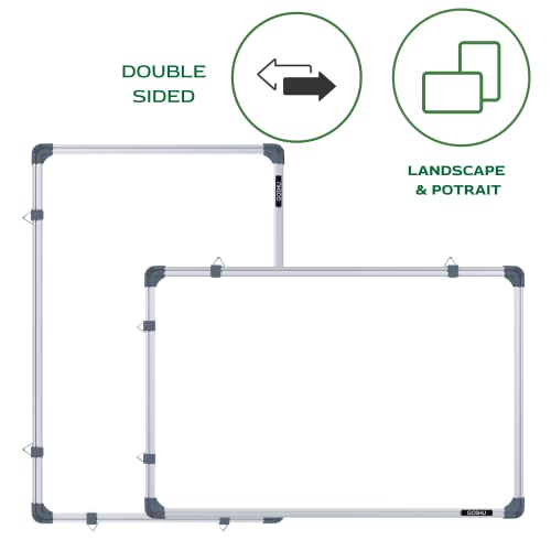 Image of GOSHU Magnetic White Board 2 feet x3 feet Dry Erase whiteboard Includes 10 Magnets, 1 Duster, 2 Marker and 1 30cm Scale (2x3 feet + Pack of 14 Items)
