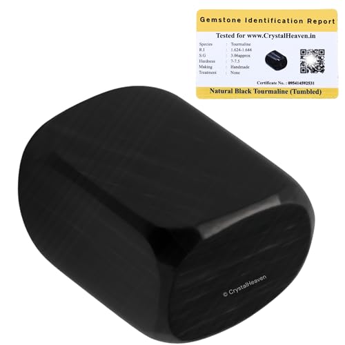 Image of Certified Natural Black Tourmaline Crystal Healing Tumbled Stone, Natural Polished Crystals for DIY Crafts, Manifestation, Meditation, Pooja Feng Shui and Reiki Healing (30 Grams)