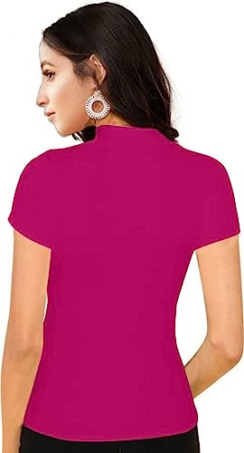 Image of Dream Beauty Fashion Women's Half Sleeve Round High Neck Top Elegant Casual Tee, Pack of 2-23 inch inches (Combo-Tripta Tiger)