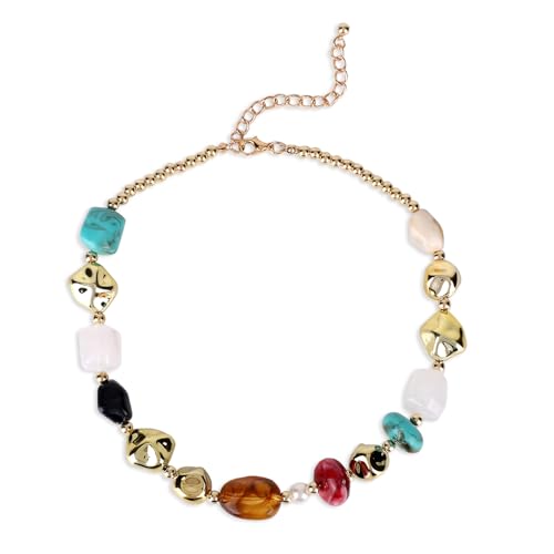 Collier à Grosses Perles en résine pour femme et bijou bohème coloré de style plage été