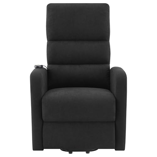 Sillón reclinable negro con almacenamiento lateral miniatura 6