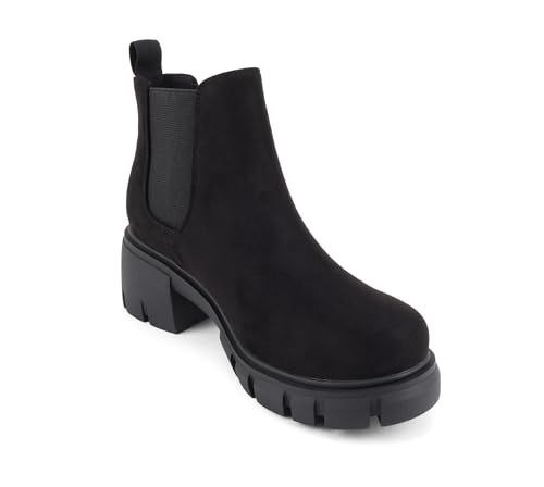 Image of Soda PIONEER ~ Women Lug Sole Mid Heel Chelsea Fashion Ankle Bootie w /Double Elastic Gore