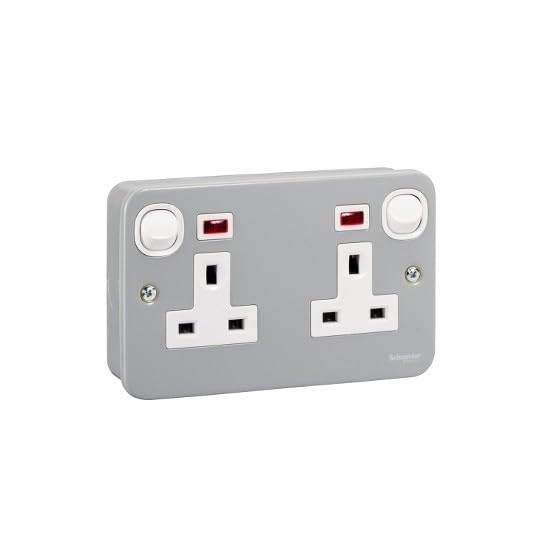 Metal Clad, 2 Gang, With Neon, 13A 250V, ESM25N