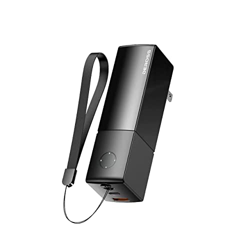 Deross 20W Portable Charger, 5000Mah Power Bank, 2-In-1 Hybrid Charger, Pd 3.0 External Battery Pack With Built-In Charger For Iphone, Apple Watch, Airpods, Samsung Galaxy, Google Pixel #TOP17