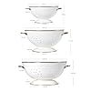 Metal Colander Set of 3, Strainer Basket with Handles perfect for Spaghetti, Pasta, Berry, Vegetable, Fruit, Solid Base Powder Coated Kitchen Essential Strainer Set, 1 & 3.5 & 5 Qt (Cream) #1