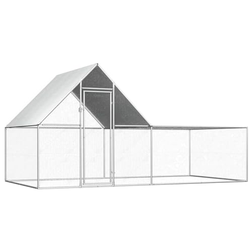 Mengtu Gallinero de 4 x 2 x 2 m, de acero galvanizado, jaula para animales, jaula para pollos exterior para aves de corral, gallineros, conejos móviles para interior/exterior